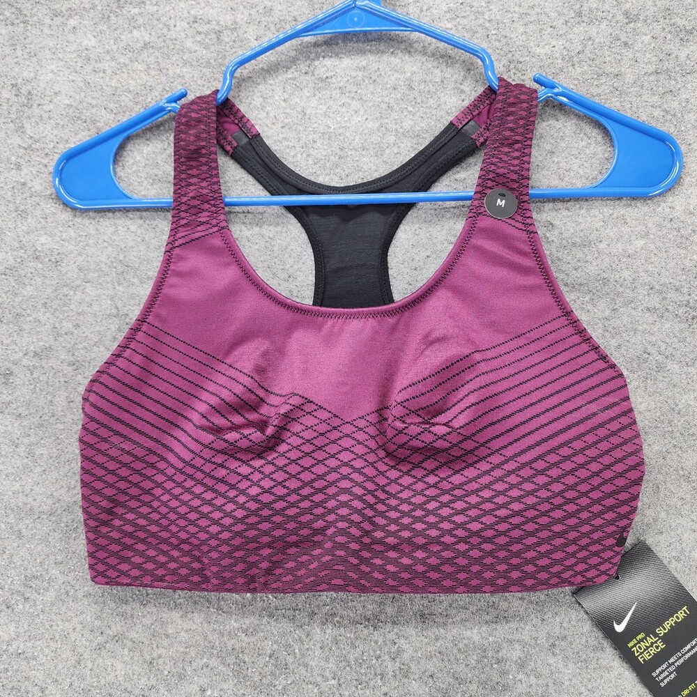 Nike Pro Sports Bra Womens Medium Zonal Support Fierce Purple